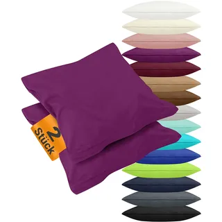 npluseins 2er Pack Kissenbezüge aus Jersey-Baumwolle in unifarbenem Design 1179.1539, ca. 40 x 60 cm, lila