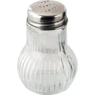 Fackelmann Salzstreuer 50 ml Rubin, Streuer für Salz und Pfeffer, hochwertiger Mini-Streuer, Gewürzstreuer für einfaches Dosieren, Vorratsglas aus Glas (Farbe: Silber / Transparent) - Silber