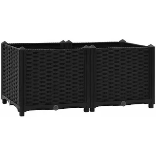vidaXL Hochbeet 80/40/38 Cm Polypropylen , Schwarz , Kunststoff , Rechteckig , 40x38x80 cm , Gartenzubehör, Hochbeete