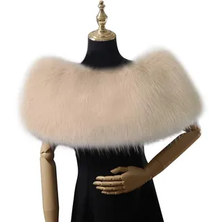 MoreChioce Kunst Pelz Schal, Kunstpelz Hochzeit Braut Schal Fauxpelzkragen Damen Kunstfell Schal Fellkragen 90cm,Aprikose