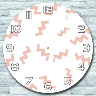 Wanduhr aus Glas Rund fi 30 Retro Zickzack Rosa Quarz Deko Schlafzimmer Büro - Rosa