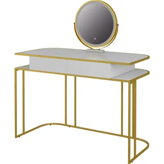Vicco Schminktisch Tiara, 110 cm, Weiß/Gold - Weiß, Gold