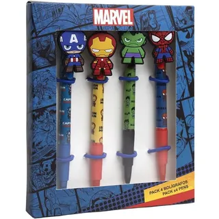 CERDÁ LIFE'S LITTLE MOMENTS - Pack de 4 bolígrafos de alta calidad The Avengers | Un regalo original para los fans - Licencia oficial de Marvel.
