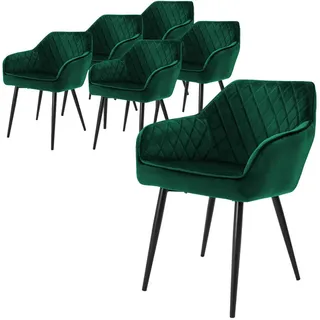 ML-Design Esszimmerstuhl Samt Dunkelgrün 6er Set