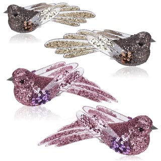 COM-FOUR com-four® 4X Weihnachtsbaumschmuck Deko Vogel - Vögelchen mit Pailletten für Weihnachtsbaum-Deko - Kunststoff Vögel mit Clip für Weihnachten