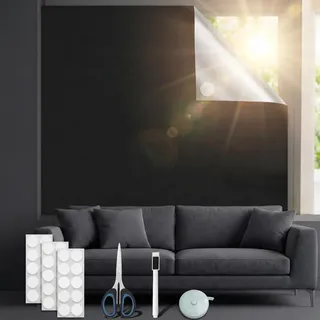 Dachfenster Verdunkelung, Dachfenster Rollo, 100% Lichtdicht Verdunklungsrollo Ohne Bohren, Fenster Rollos für Innen, Inklusive Maßband, Cutter Messer, Markierstift und 30 PCS Klebeband,200 x 145 cm