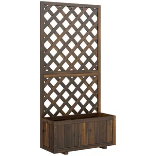 Outsunny Pflanzkasten mit Rankgitter 72,5 x 31,5 x 149,5 cm Braun