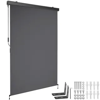 tectake Senkrechtmarkise Eloise, inkl. Wandhaltern, dunkelgrau , Dunkelgrau , Textil , 120x250 cm , Ce , Sonnenschutz, Sichtschutz