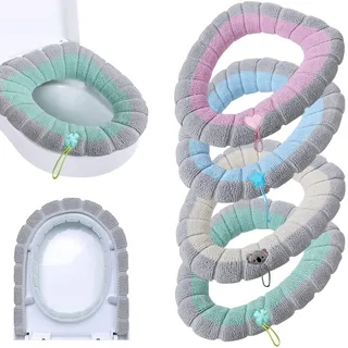 Guojanfon 4 Stück Toilettendeckel Toilettensitzbezug Pads mit Griff Toilettendeckel Abdeckung Kissen Dicker