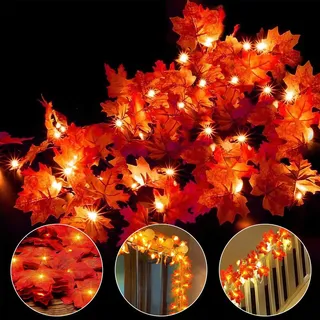 Ainkedin Herbst lichterkette, Herbst Blättergirlande,lichterkette,30 Ahornblatt Licht,Länge 3 Meter Benutzt für herbstdeko und weihnachtsdeko halloween deko party deko tischdeko