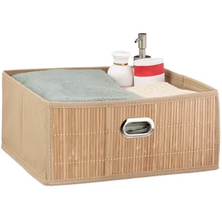 Relaxdays Aufbewahrungskorb 31 x 31 x 14 cm beige