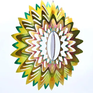 CENPEK 3D-Windspiel, Edelstahl, Farbe Metall, rotierend, brillantes Blumendesign, Dekoration für Zuhause und Garten