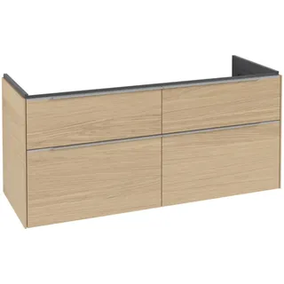 Villeroy & Boch Subway 3.0 Waschbeckenunterschrank, 4 Auszüge, 1272x576x478mm, C56800VJ, Farbe: Front/Korpus: Nordic Oak, Griff: Aluminium glänzend