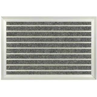 Relaxdays Fußmatte, Aluminium, 60 x 40 cm, rutschfest, Innen-& Außenbereich, wetterfester Türvorleger, Silber/grau