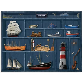 Artland Glasbild »Der maritime Setzkasten« Arrangements 1 Stk. tlg. in verschiedenen Größen, blau