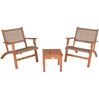 Garden Pleasure Sitzgruppe SONORA, braun Kunststoff, Holz, 3-teilig