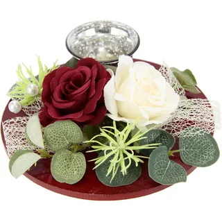 Flair Flower Teelichthalter mit Glaseinsatz 17 cm rot