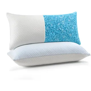 UNIKOME Kühlendes Kopfkissen 40x80CM 2er Set, Memory Foam Kissen Doppelseitiger, Cooling Pillow Kalt/Warm Abnehmbar, Blau Für Sommer/Herbst, Weiß Für Winter/Frühling, Oeko-Tex