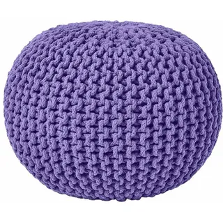 Homescapes Strick-Pouf lila, 40/40/35 cm , Textil , Uni , Rund , 40x35x40 cm , Wohnzimmer, Sessel, Hocker & Hockerbänke, Poufs