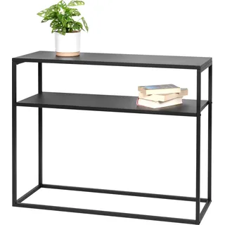 bremermann Konsolentisch mit Regal, Standregal, Blumenhocker Metall, schwarz - Schwarz