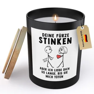 (HANDGEMACHT) Männer Geschenk Spruchkerze "Deine Fürze Stinken" Jahrestag Hochzeitstag Ehemann Sojawachs Kerze im Glas Freund Partner Valentinstag Ihn Handgemacht Duft Nachhaltig - ZITRUS