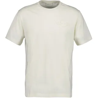 T-Shirt GANT "REG TONAL SHIELD SS T-SHIRT", Herren, Gr. 3XL, beige (cream), Jersey, Obermaterial: 100% Baumwolle, regular fit, Rundhals, Shirts T-Shirt, Stickerei, Rundhals, regular fit