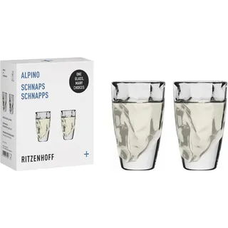 RITZENHOFF 3991001 2in1-Glas für Schnaps oder Espresso - 40 ml - 2er Set - Alpino, mit Relief-Struktur - Made in Germany