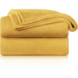 Blumtal Kuscheldecke Anton 270/230 cm, Gelb , Textil , Rechteckig , 270x230 cm , Heimtextilien, Wohntextilien, Decken, Kuscheldecken