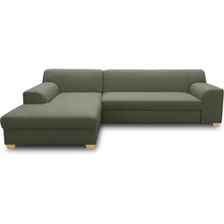 DOMO Collection Ecksofa Tinos, L-Sofa, Eckcouch mit Schlaffunktion, Schlafsofa Couch, L-form, 273 x 157 cm in grün