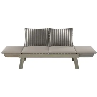 Ambia Garden Gartenbank , Multicolor, Akaziefarben, Taupe , Holz, Textil , Akazie , Hartholz , 190x76x67 cm , Holzmöbel, Sitzgelegenheiten Holz, Holzbänke, Gartenbänke Holz