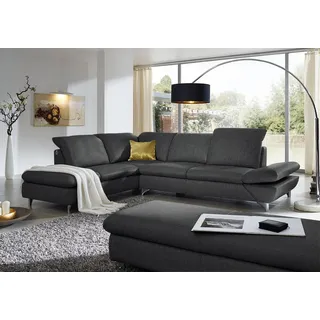 W.SCHILLIG Ecksofa "Taoo, elegant und zeitlos, bequem, L-Form, Breite 296cm" mit Sitziefenverstellung & Kopfteilverstellung, schwarz z59