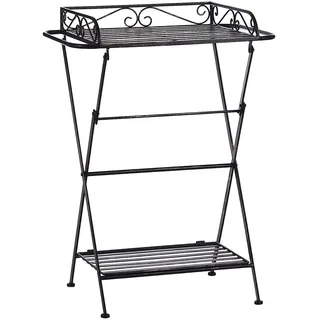 Beliani Beistelltisch Schwarz Metall mit 2 Böden Rechteckig Antik Optik Vintage Retro Badezimmer Wohnzimmer Schlafzimmer Baddekoration - Schwarz