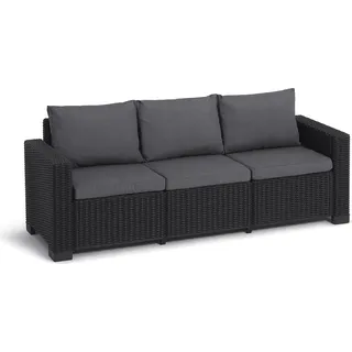 Dmöbel Outdoor-Sofa Melfort 198x68 cm Schwarz-Anthrazit, 3-Sitzer UV-beständig - Schwarz