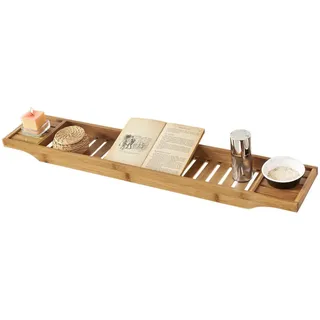 SoBuy Badewannenablage 80cm , Naturfarben , Holz , 80x5x15 cm , Badezimmer, Baden & Duschen, Duschregale & Duschablagen