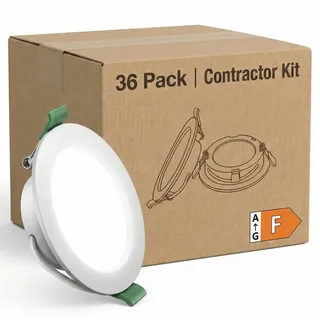 Yiahin 36er Set LED Einbaustrahler Flach 4W, 6000K Kaltweiß Tageslicht, Ultra Dünn 28mm, 339lm, Kunststoff Rostfrei Einbauleuchten Decken-Spots für Bad Büro Werkstatt Garage, 230V Ohne Trafo