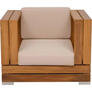 Loungesessel Korsika aus Teak mit Armlehnen und Auflagen von Teako Design