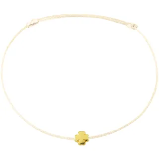 Selfmade Jewelry Fußkettchen Damen Kleeblatt Silber Größenverstellbares Glücksbringer Fußbändchen mit Glücksklee Handgemacht Inkl. Geschenk-Verpackung (Gold - Beige)