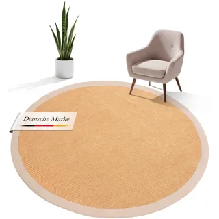 carpetfine Sisalteppich Rund Beige Ø 80 | Moderner Teppich für Wohn- und Schlafzimmer