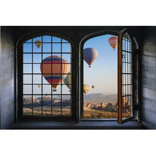 Queence »Ballonfahrt« Wandsticker, Wandbild, selbstklebend, 3D, Fenster,