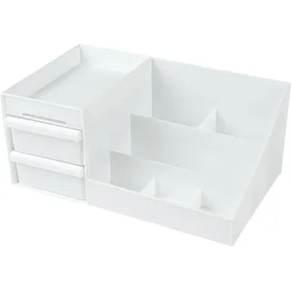 URAQT Make Up Organizer, Kosmetik Organizer mit 2 Schubladen und 6 Fächern, Makeup Organizer Schminke und Skincare Kosmetik Aufbewahrung, Schminktisch Organizer für Schminktisch Bad und Schlafzimmer