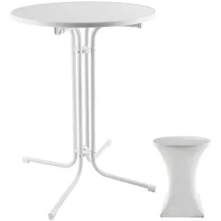 Tectake tectake® Stehtisch, rund mit Tischhusse, standfest, bodenschonende Kunststofffüße & Ausgleichsschraube