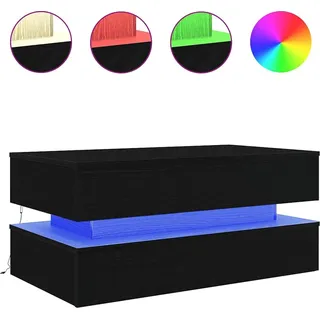 vidaXL Couchtisch mit LED-Leuchten Schwarz Eichen-Optik 90x50x40 cm - Schwarz