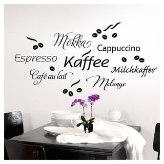 Grandora Wandtattoo Kaffee Coffee Kaffeetasse I schwarz I Küche Esszimmer selbstklebend Aufkleber Kaffeebohnen Wandaufkleber Wandsticker 1075W