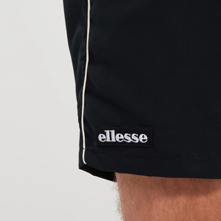 Badehose ELLESSE "DEM SLACKERS SWIM SHORT", Herren, Gr. S, N-Gr, schwarz-weiß (schwarz, off wh), Microfaser, Polyester, unifarben mit Farbeinsatz, Badehosen Badehose, sportliche Schnittform, pflegeleichtes Material, für Erwachsene