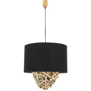 Licht-Erlebnisse Pendelleuchte Pattani Treibholz Stoff Unikat E27 500 mm