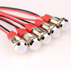 Gebildet 5pcs 8mm Wasserdichte Signallampe, 3V-4,5V-5V-6V-7,5V-9VDC Energiesparende LED Metall Anzeigeleuchte mit Kabel (Weiß)