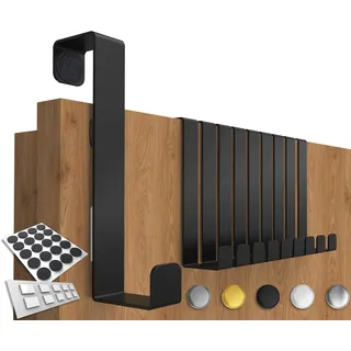 4smile Türhaken zum Einhängen - 10er Set solide Kleiderhaken Tür - Einzeln verwendbare Haken zum Einhängen, formstabile Türhakenleiste, universelle Türgarderobe, Fb. Schwarz