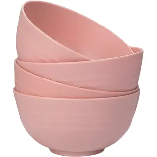 LIVELYPET Unzerbrechliche Müslischalen 4er Set, 24 oz Plastik Salatschüsseln, spülmaschinen- und mikrowellenfest, leichte wiederverwendbare Schale für Reisnudelsuppe Snack Salat Obst (Rosa)
