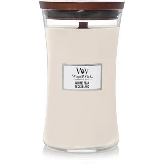Woodwick White Teak Duftkerze 610 g weiß
