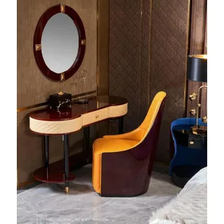 Schminktisch Spiegel Stuhl Komplett Set Kommode Schlafzimmer Modern Konsole Neu - Braun